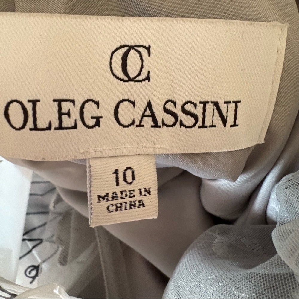 ($300) Oleg Cassini NWT Gray/Silver Embroidered Formal Dress - Picture 5 of 6